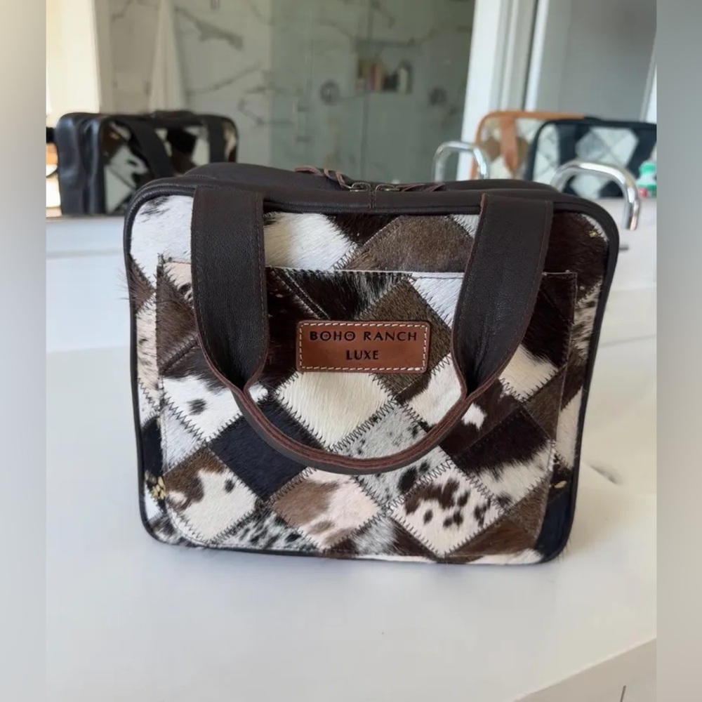 BOHO RANCH - LUXE TRAVEL hanging bag Hair On Leather makeup travel toiletry